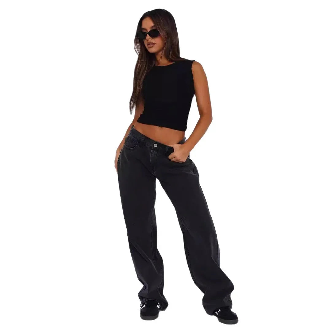 High-Waist Slimming Wide-Leg Jeans