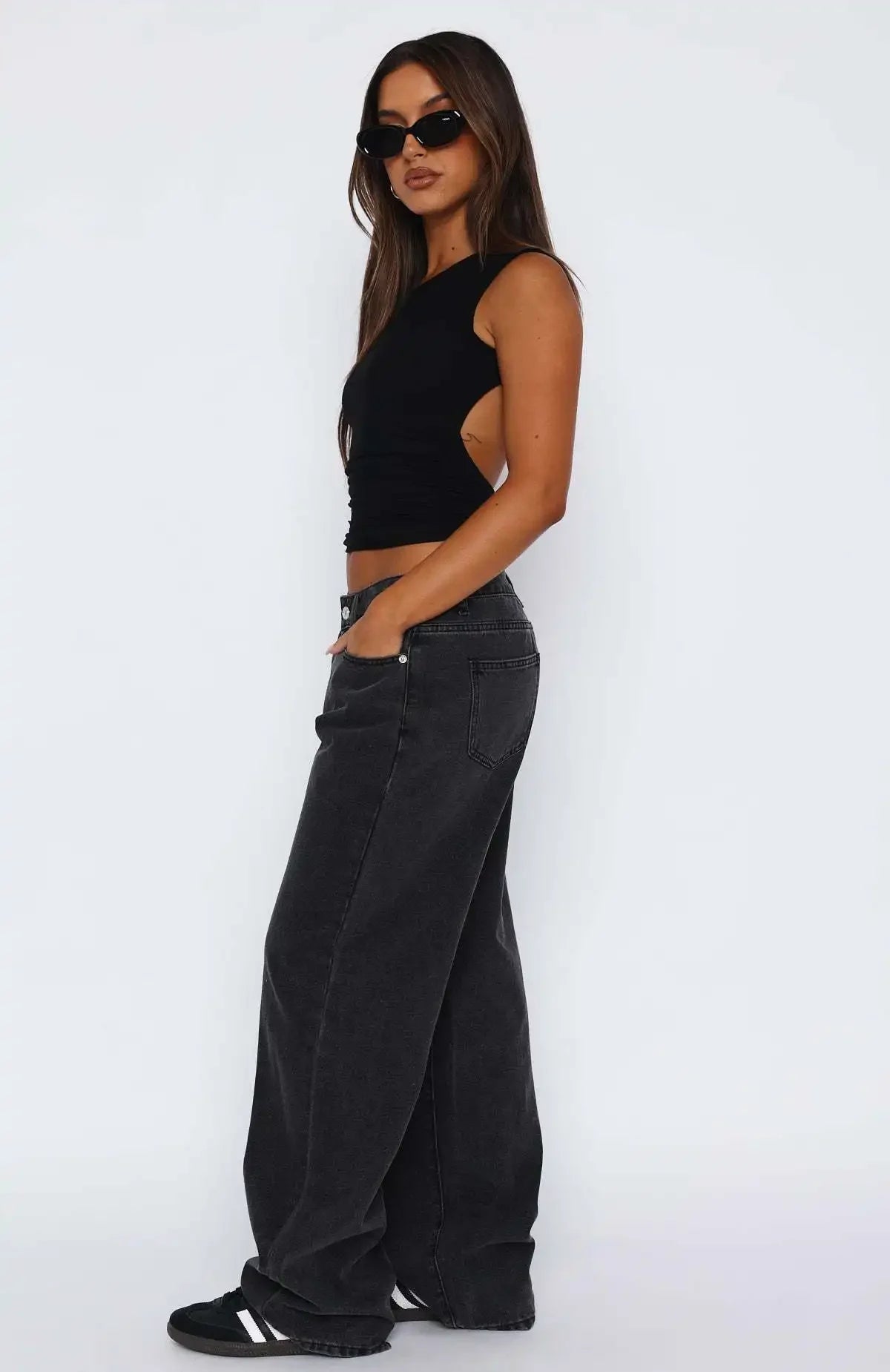 High-Waist Slimming Wide-Leg Jeans