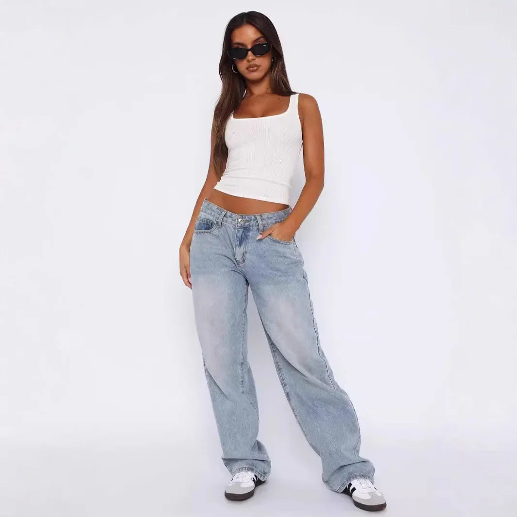 High-Waist Slimming Wide-Leg Jeans